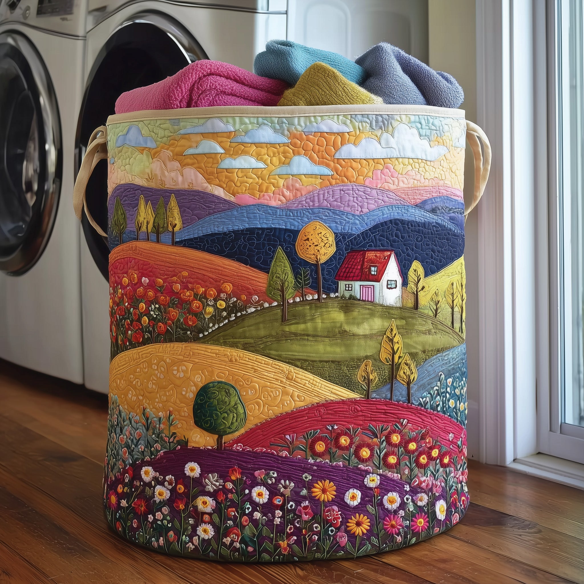Valley Heaven Quilted Laundry Basket Beautiful Gifts For Nature Lovers(2)