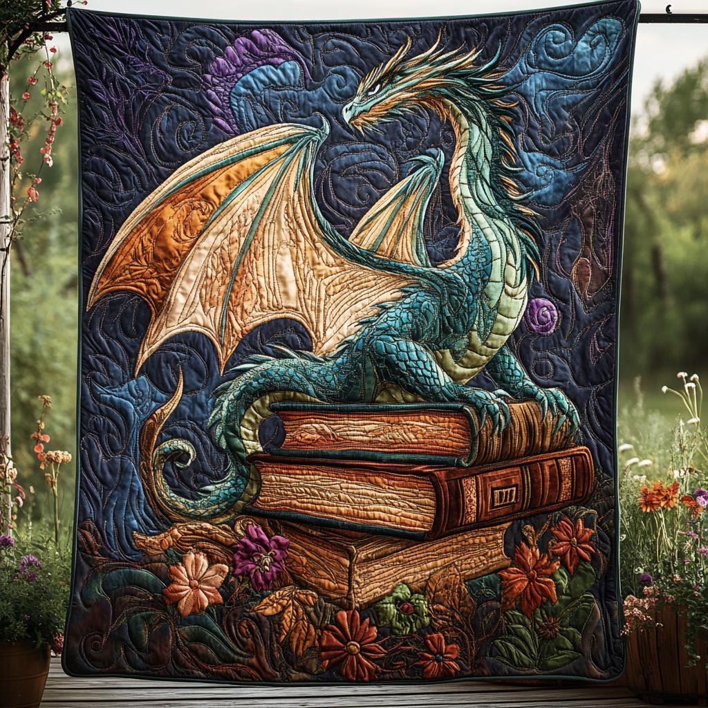 Verdant Dragonheart Quilted Blanket Comforter Sets Queen Dragon Gifts For Him