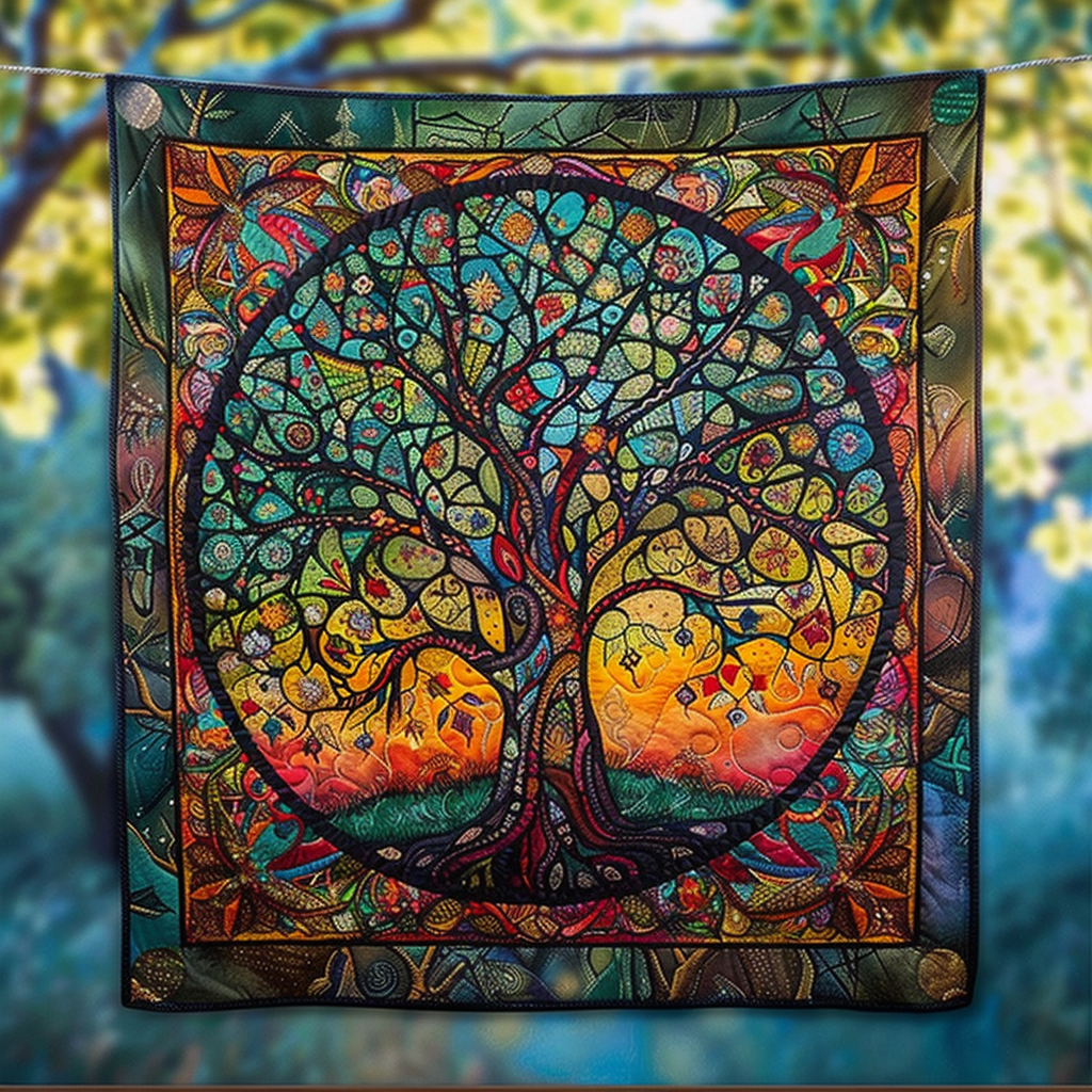 Verdant Vista Quilted Blanket Best Queen Sheets Tree Of Life Merchandise