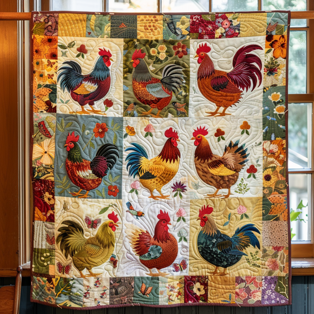 Vibrant Village Quilted Blanket Nice Bedding Sets Chicken Themed Gifts