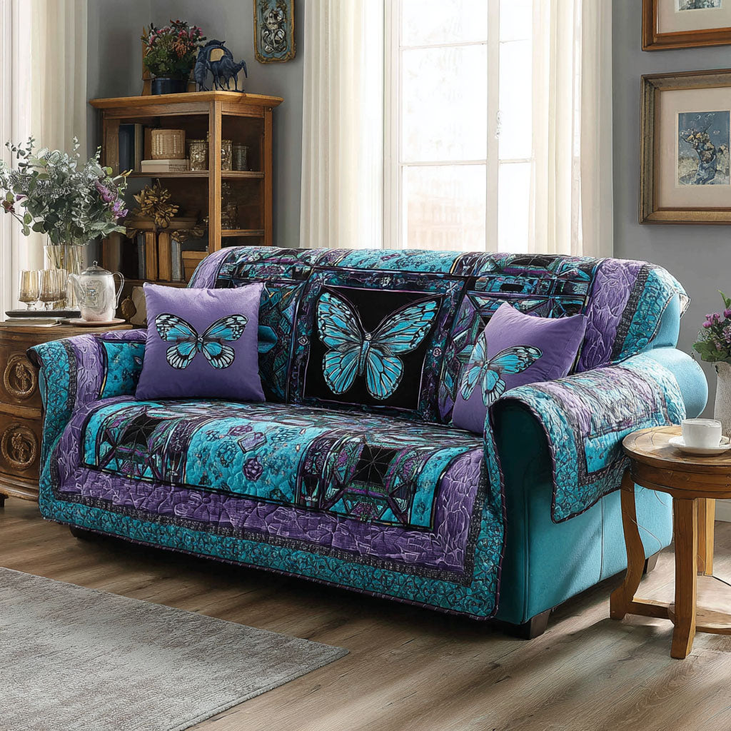 Vibrant Wings Quilted Sofa Cover Living Room Design Butterfly Mothers Day Gifts
