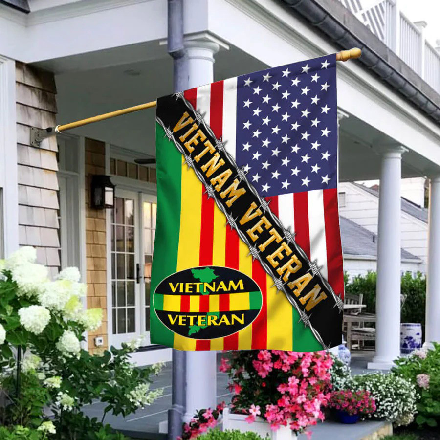 Vietnam Veteran American Flag Vietnam War Veteran Vietnam Service Ribbon Garden Flag