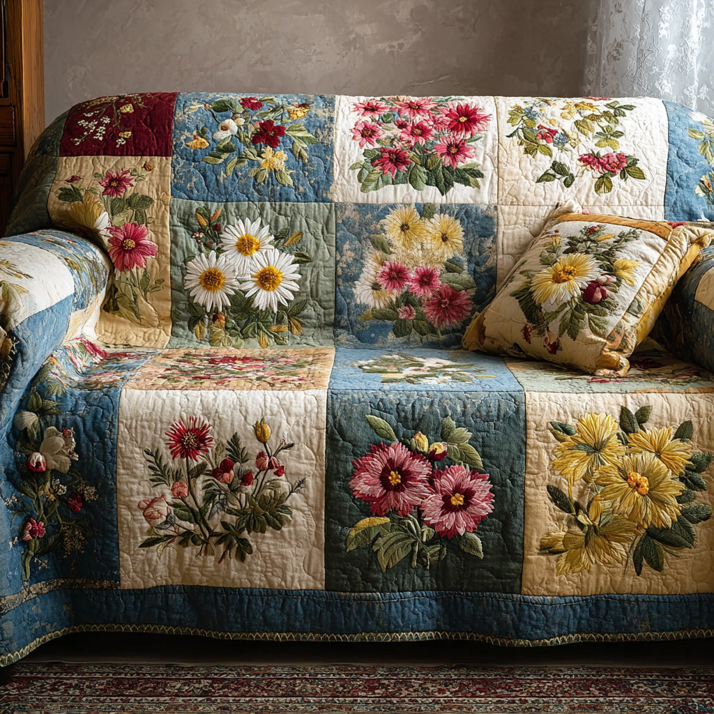Vintage Bloom Haven Quilted Sofa Cover Sofa Seat Covers Good Gifts For Mom