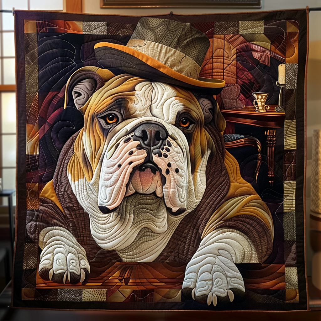Vintage Bulldog Charm Quilted Blanket Cover Bed Set Best French Bulldog Gifts
