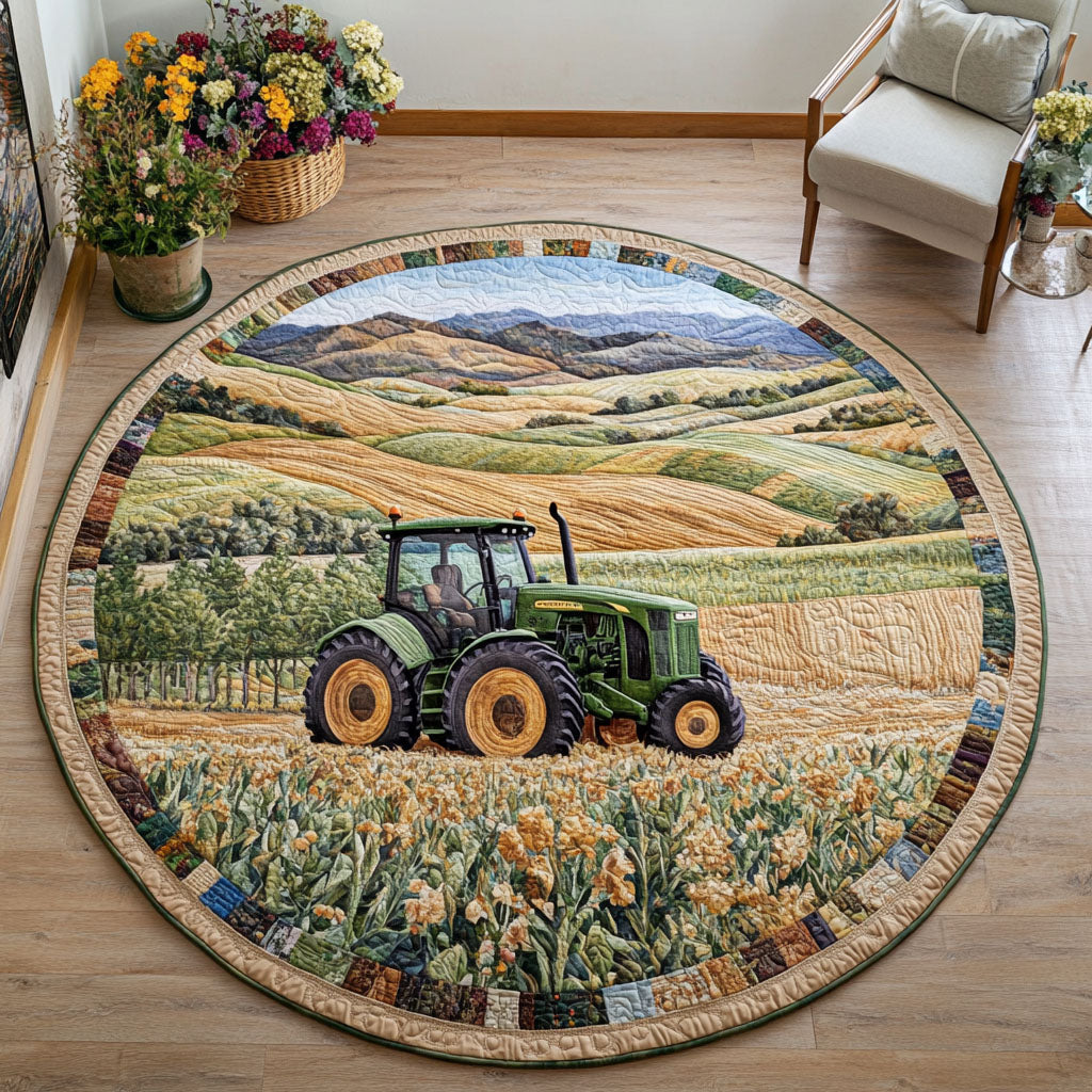 Vintage Farm Quilted Round Mat Entry Way Ideas Christmas Present Ideas For Farmers