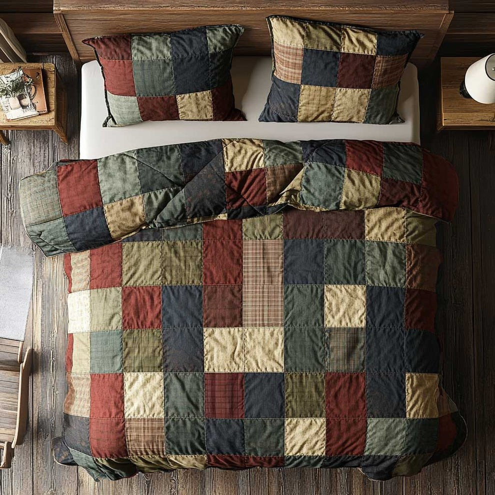 Vintage Patchwork Quilted Bedding Set Rustic Bedroom Decor Gifts Items