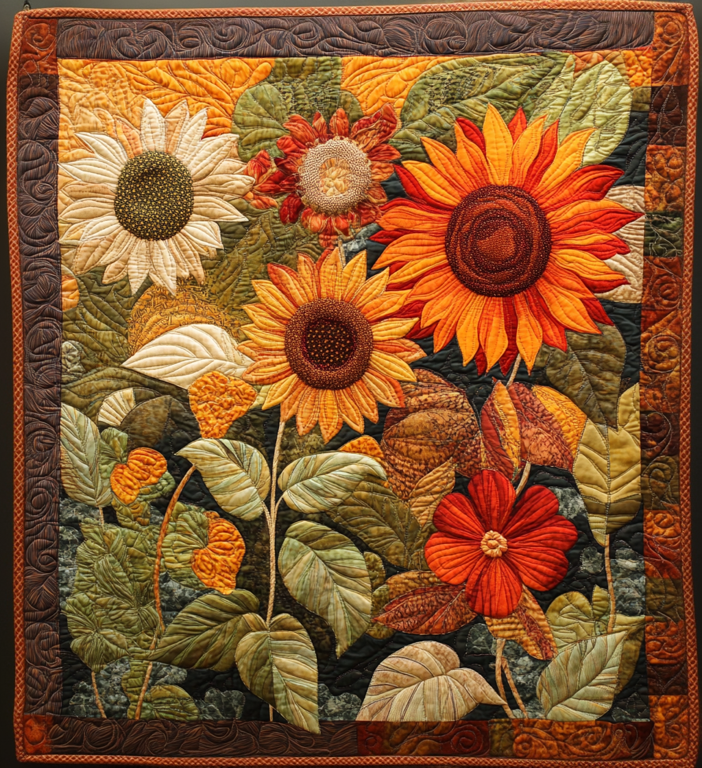 Vintage Sunflowers Quilted Blanket Over The Bed Decor Awesome Mother's Day Gifts For Mom