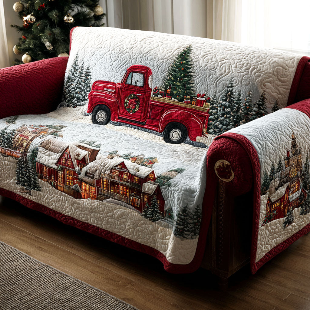 Vintage Truck Town Quilted Sofa Cover Living Room Decor Secret Santa Gift Ideas