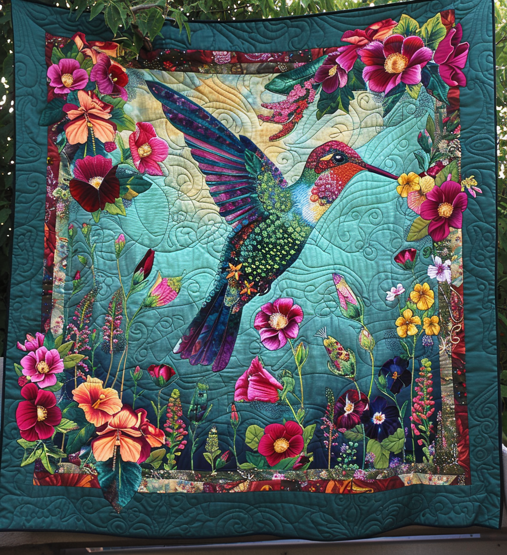 Vintage Wings & Petals Quilted Blanket Good Sheet Sets Hummingbird Gifts For Men