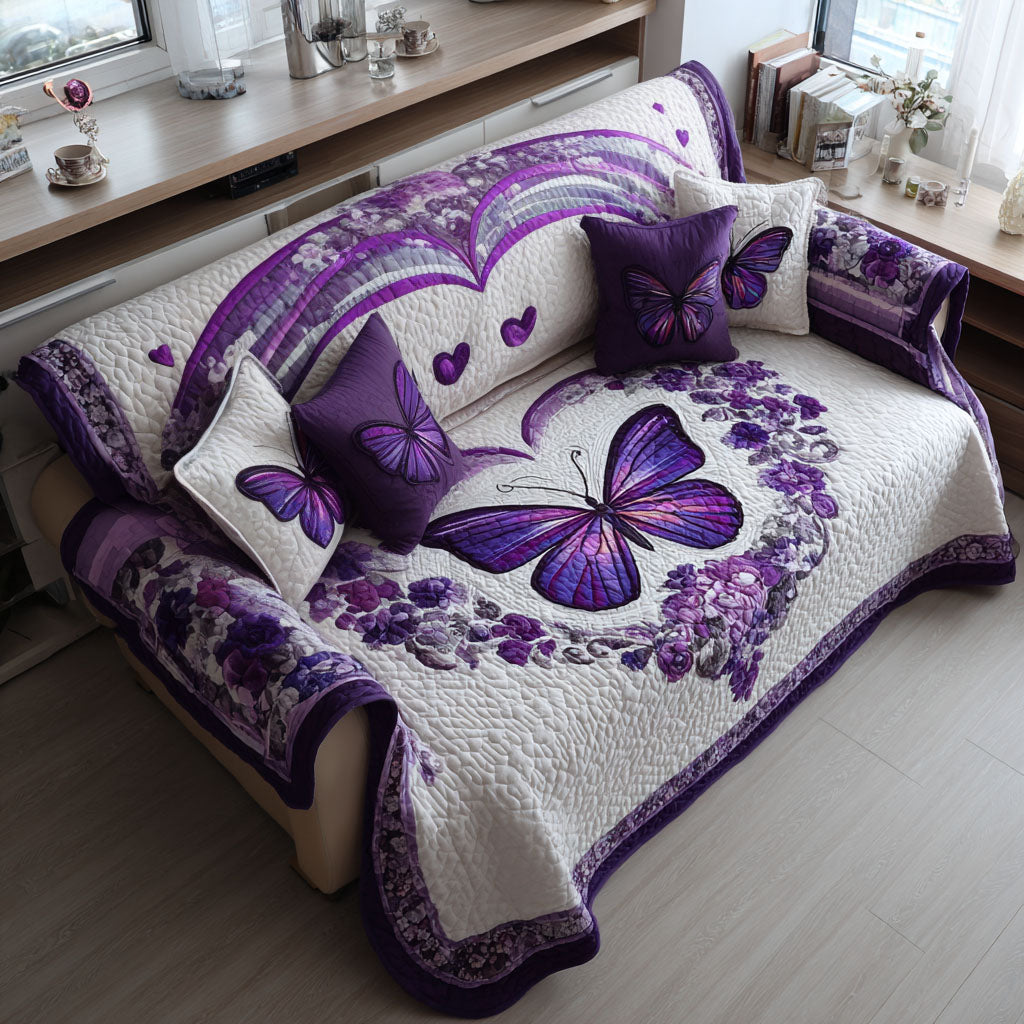 Violet Flutter Quilted Sofa Cover Nice Couch Covers Awesome Butterfly Lover Gift Ideas