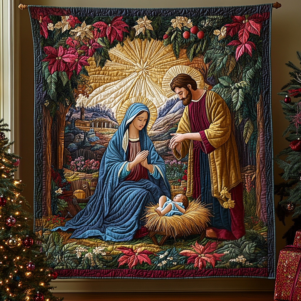 Virgin Mother And Child Quilted Blanket Christmas Room Decor Christmas Gift Ideas For Him