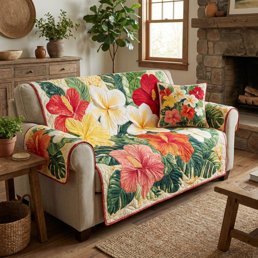 Vivid Blossom Quilted Sofa Cover Best Couch Covers Sentimental Gifts For Mom