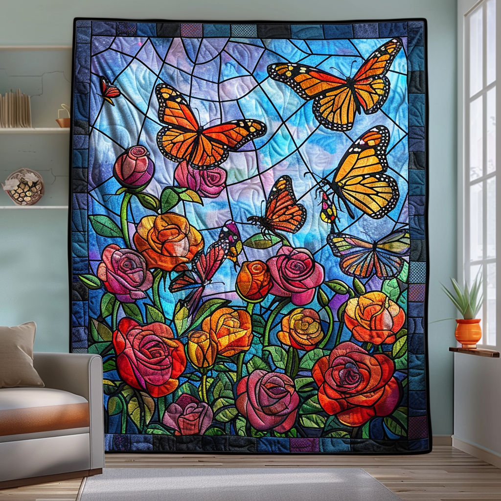 Vivid Monarch Butterflies Quilted Blanket Good Bed Sheet Sets Useful Gift For Mother