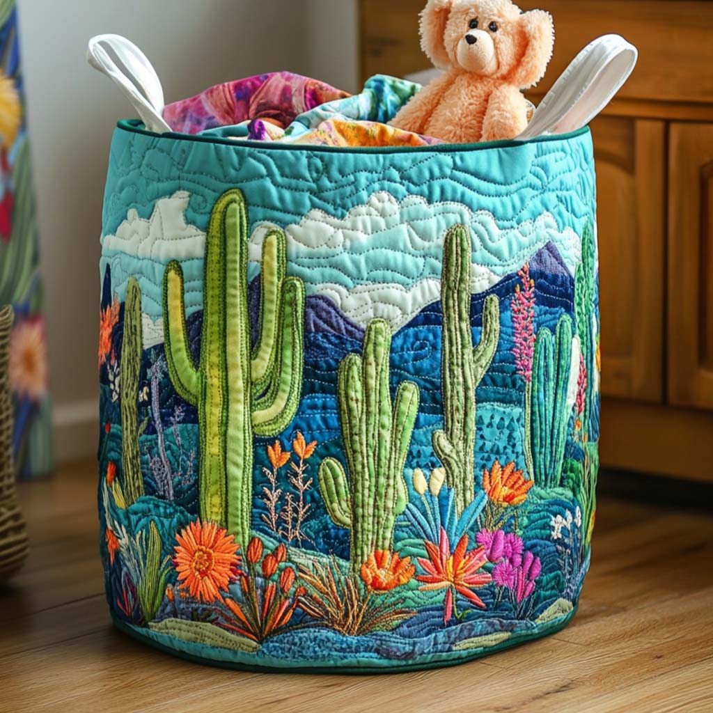 Warm Desert Quilted Laundry Basket Practical Home Storage Gift with Quilted Design
