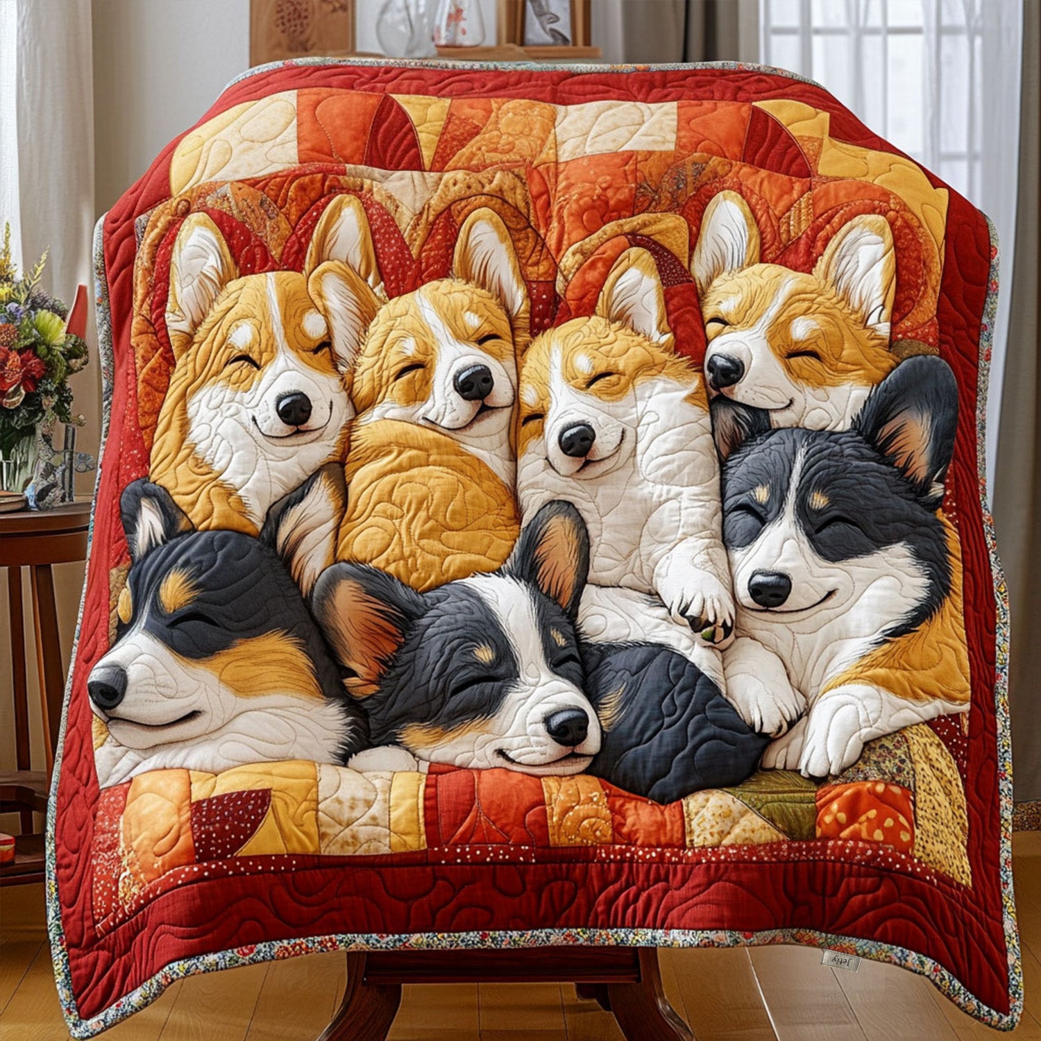 Warm Furry Dreams Quilted Blanket Nice Bed Sheet Sets Corgi Gifts For Him Her
