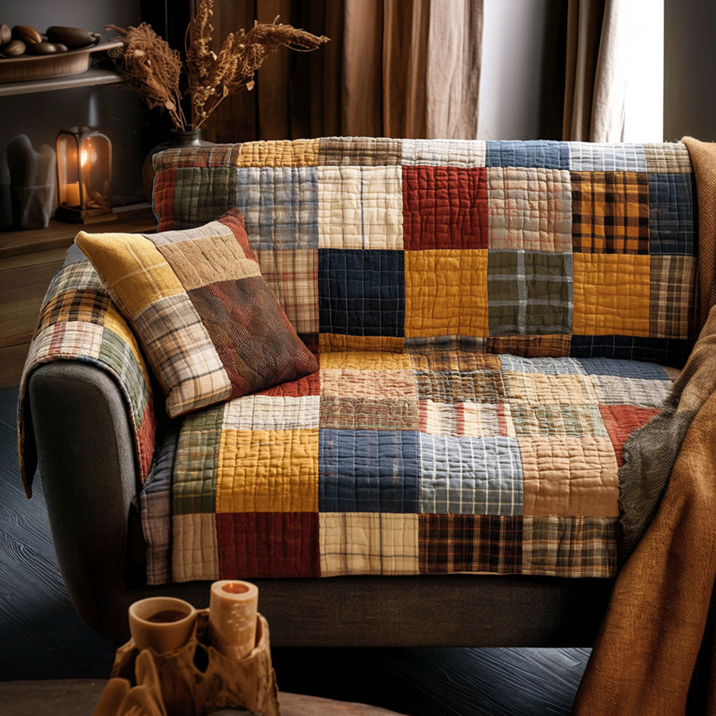 Warm Mosaic Quilted Sofa Cover Home Decorattions Special Birthday Gifts For Dad