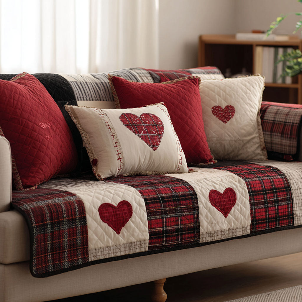 Warm Patchwork Love Quilted Sofa Cover Beautiful Sofa Covers Christmas Present Ideas For Couples