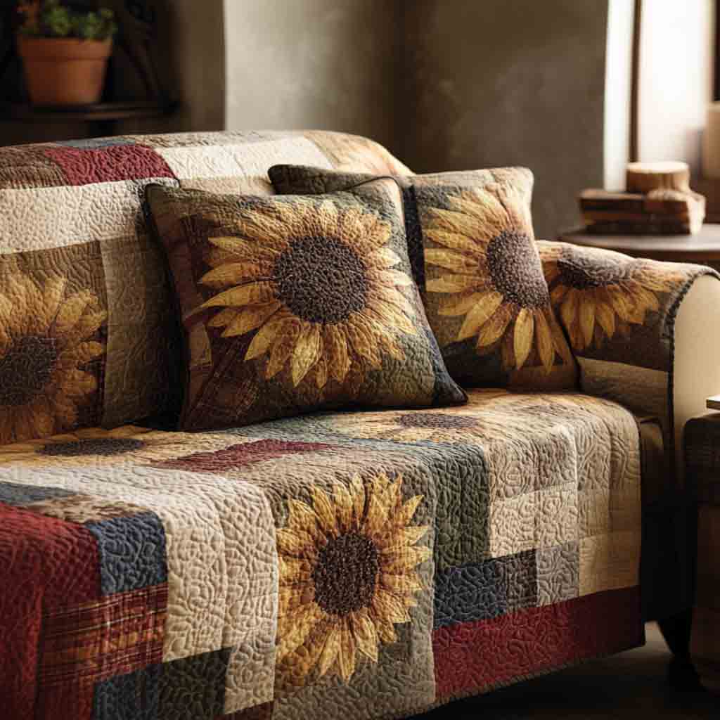 Warm Sunflower Glow Quilted Sofa Cover Beautiful Sofa Covers Sunflower Presents Merchandise