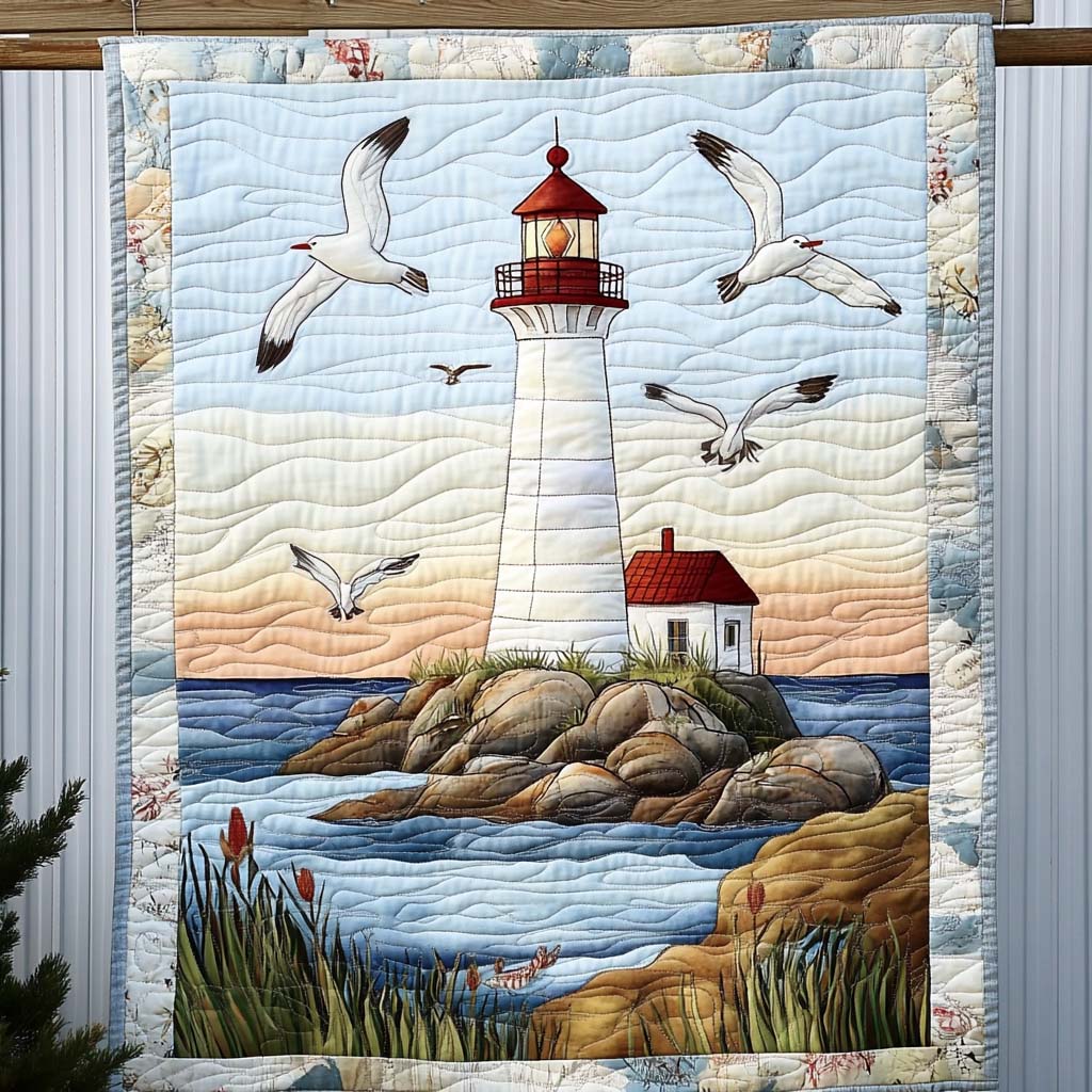 Waves Of Serenity Quilted Blanket Bed Room Art Dad Birthday Gifts