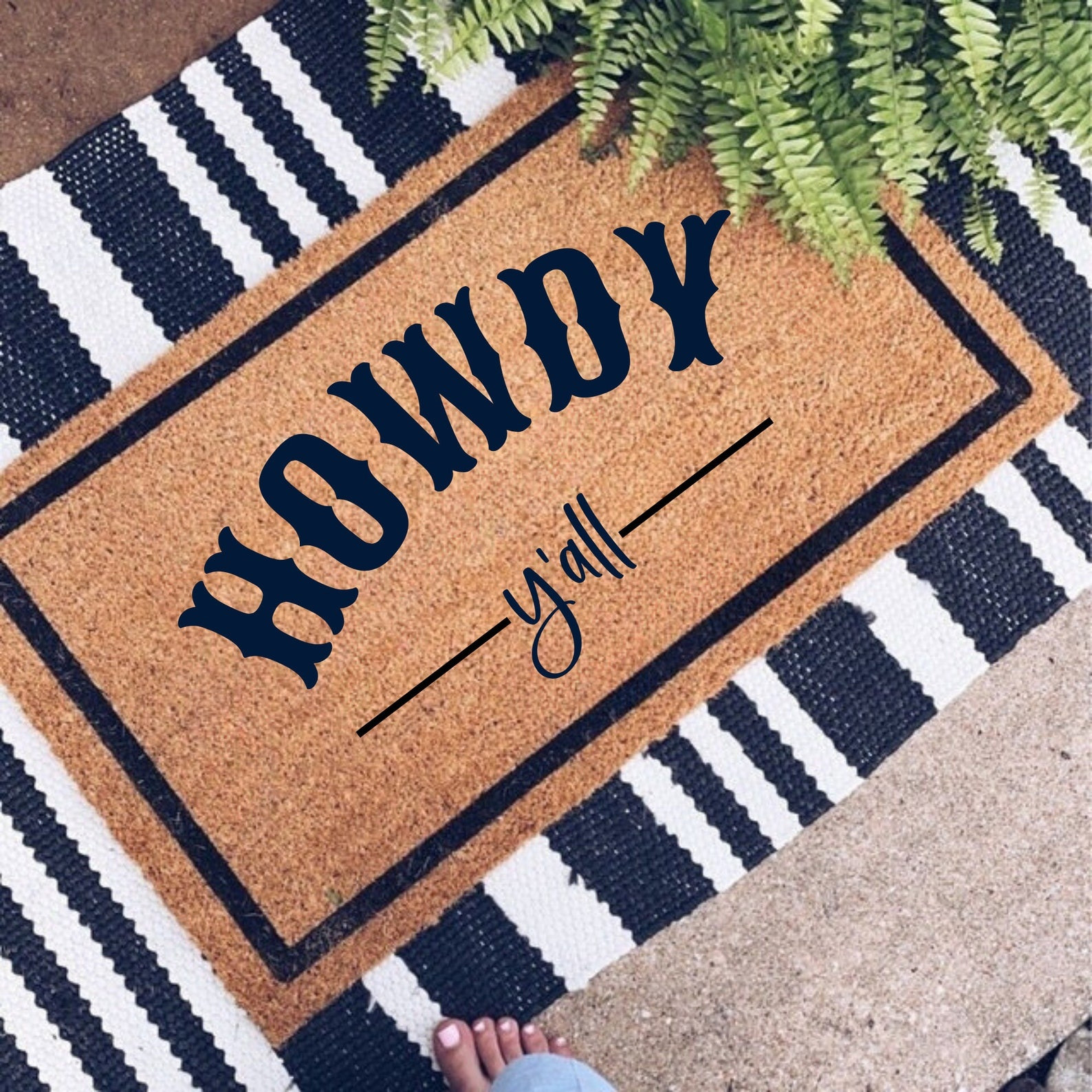 Western Howdy Y'all Doormat Welcome Mat Housewarming Gift For Friends