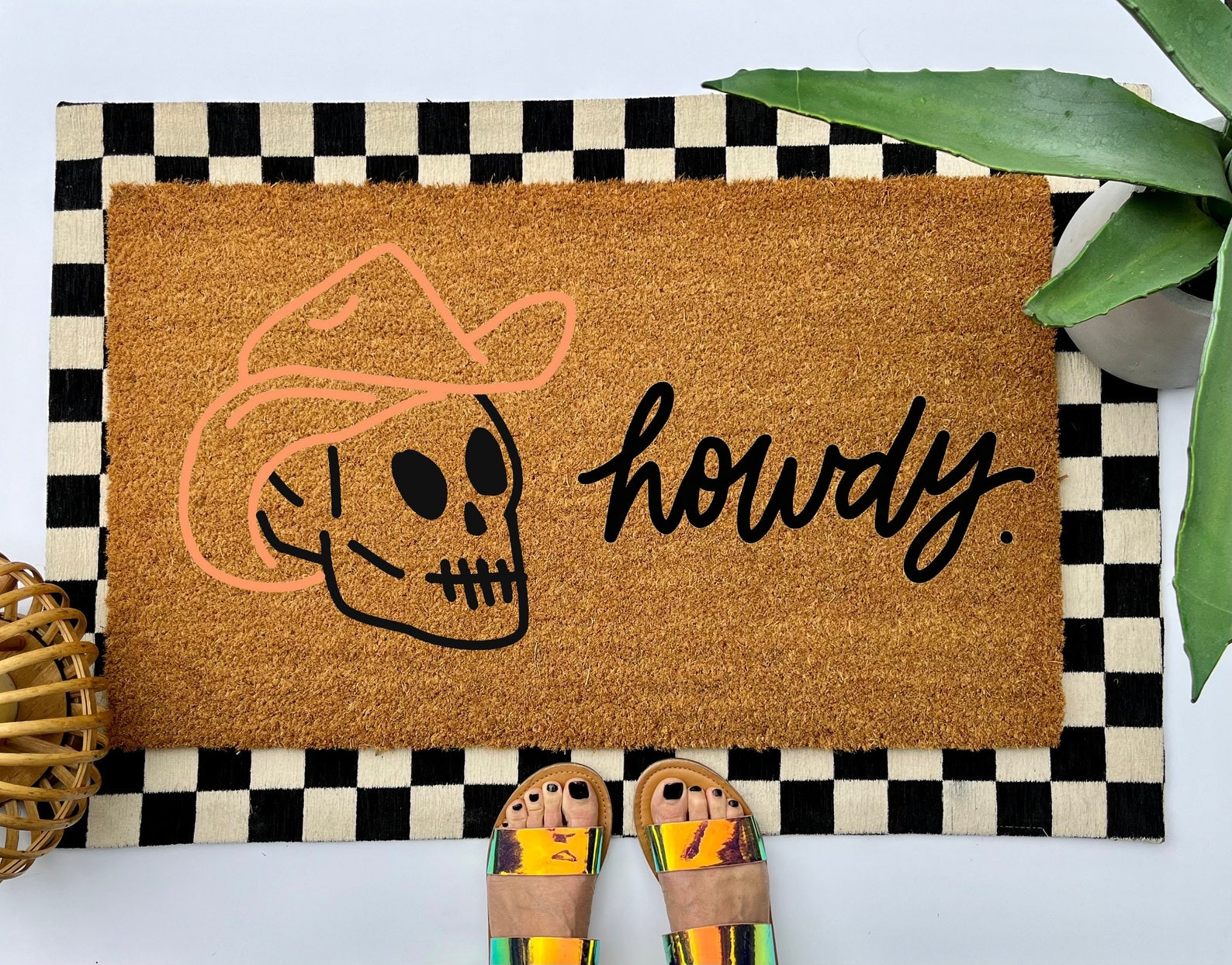 Western Skull Doormat Howdy Welcome Mat Farmhouse Decor Gifts For House Warming