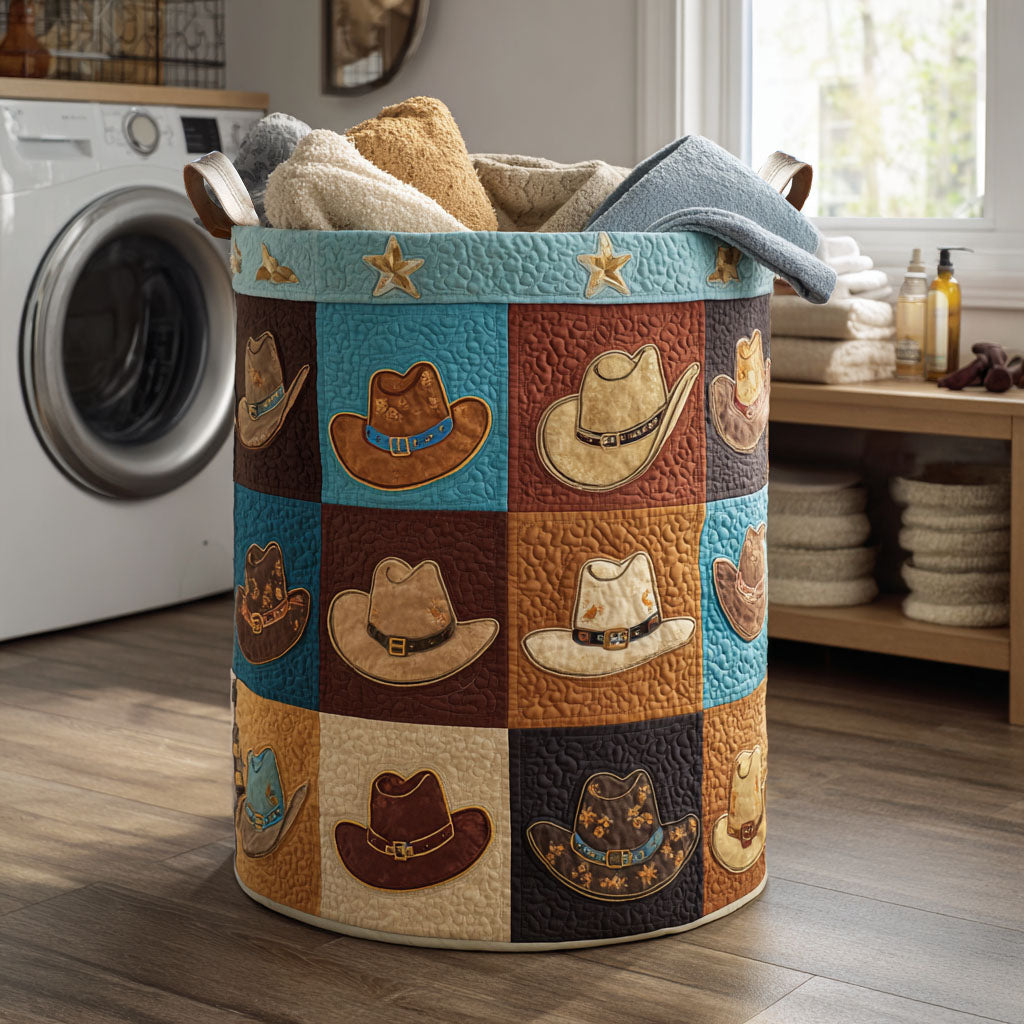 Western Spirit Quilted Laundry Basket Modern Quilted Laundry Basket for Minimalist Decor