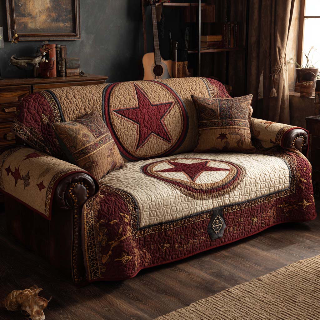 Western Star Emblem Quilted Sofa Cover Couch Covers Sofa Cover Best Christmas Gifts For Cowboys