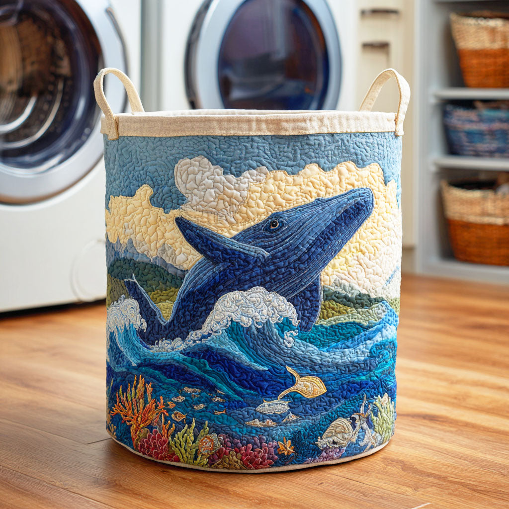 Whale Horizon Quilted Laundry Basket Premium Quilted Laundry Bin Gift for Every Household