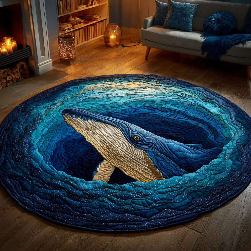 Whale Horizon Quilted Round Mat Ocean Circle Mats Presents For Whale Lovers
