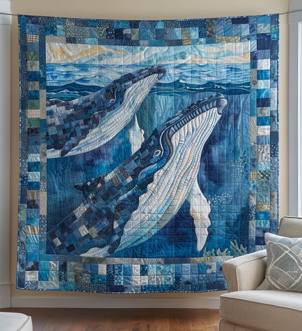 Whale's Whisper Quilted Blanket Bed Decor Gifts For Dad Who Wants Nothing