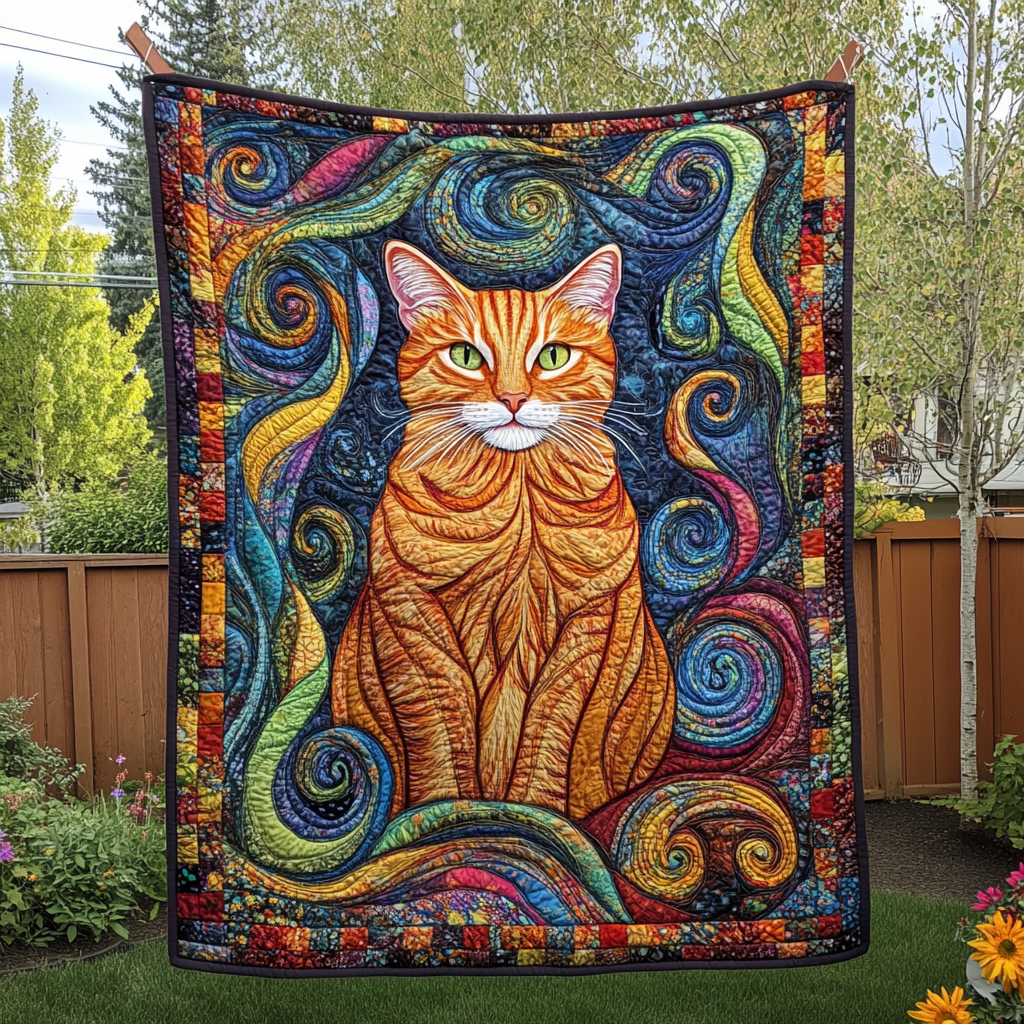 Whimsical Cat Quilted Blanket Good Bed Sheet Sets Gifts For Cat People