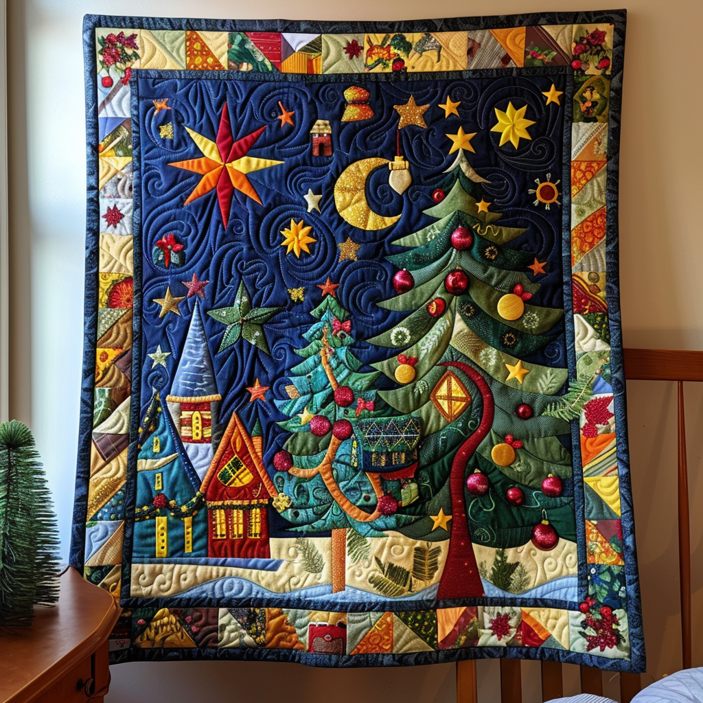 Whimsical Holiday Tree Quilted Blanket Christmas Themed Duvet Sets Christmas Gifts For Coworkers