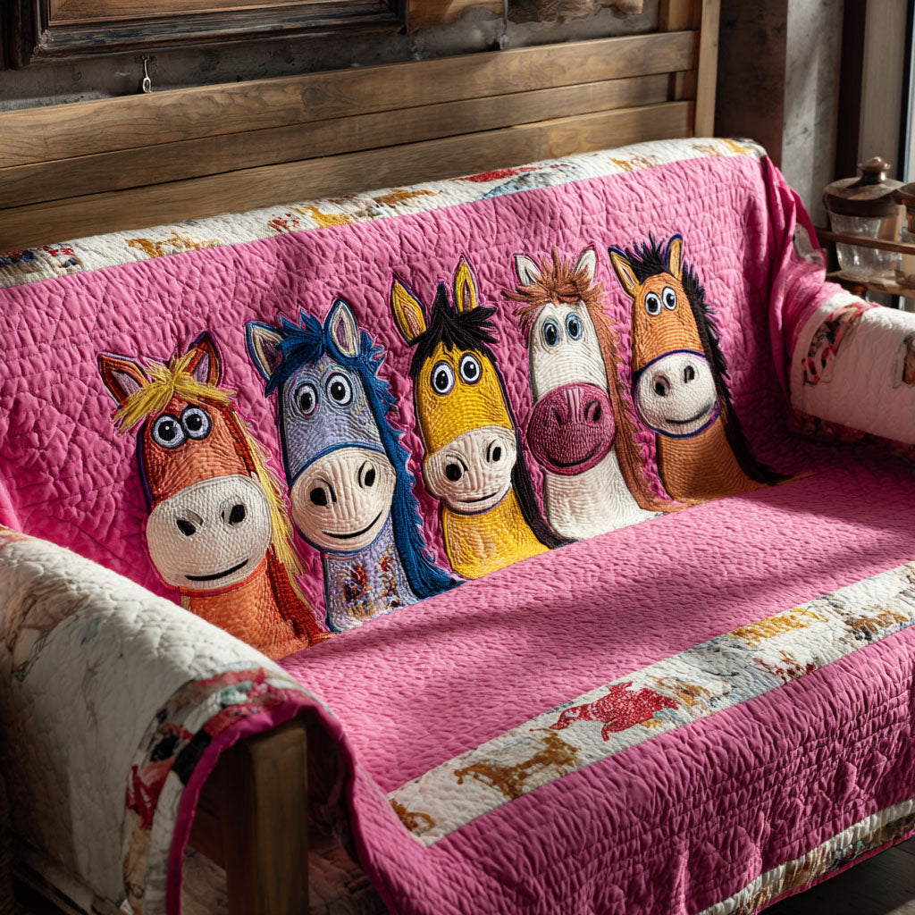 Whimsy Farm Parade Quilted Sofa Cover Best Slipcovered Sofas Horse Themed Christmas Gifts