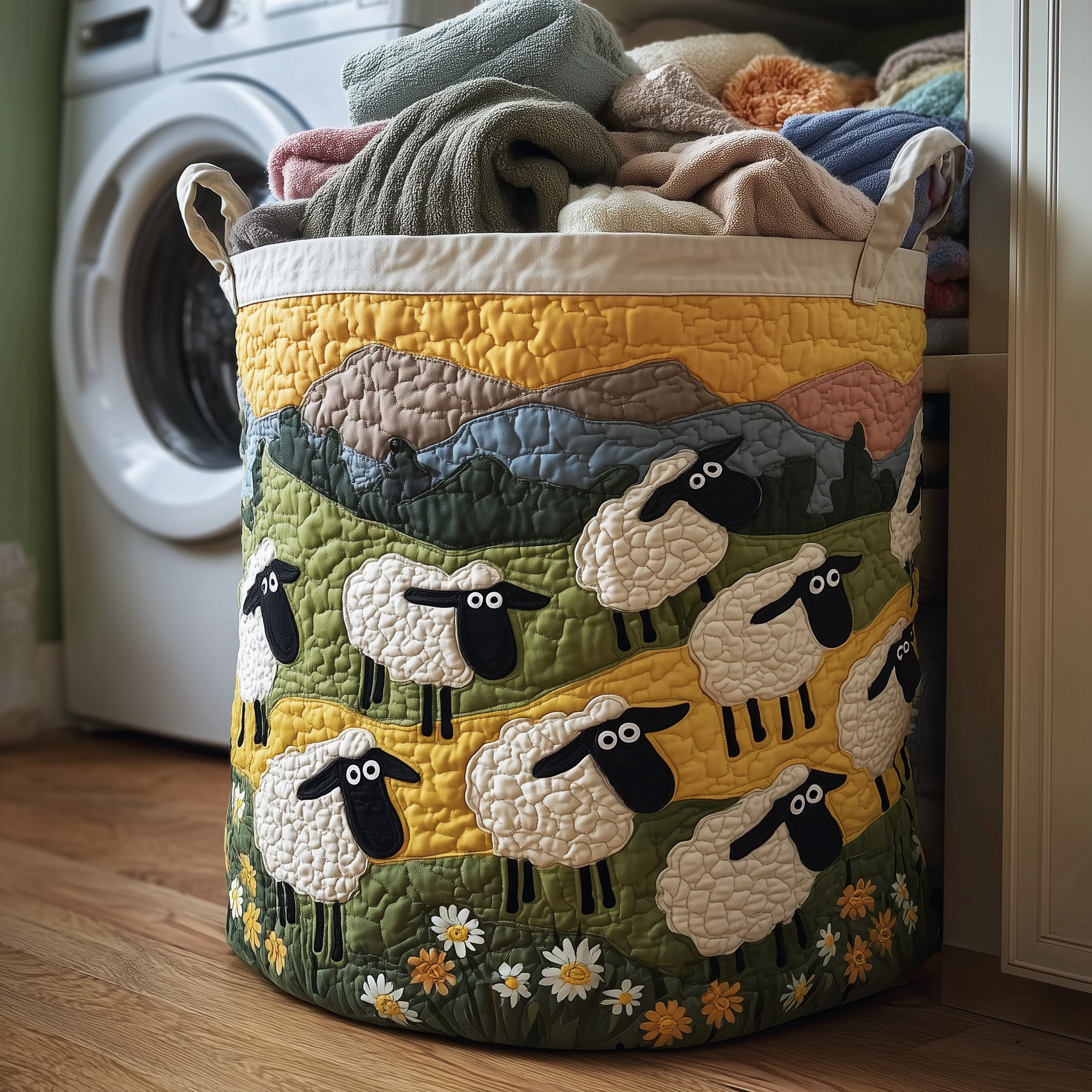 Whimsy Lambs Quilted Laundry Basket Adorable Gifts For Sheep Lovers(1)