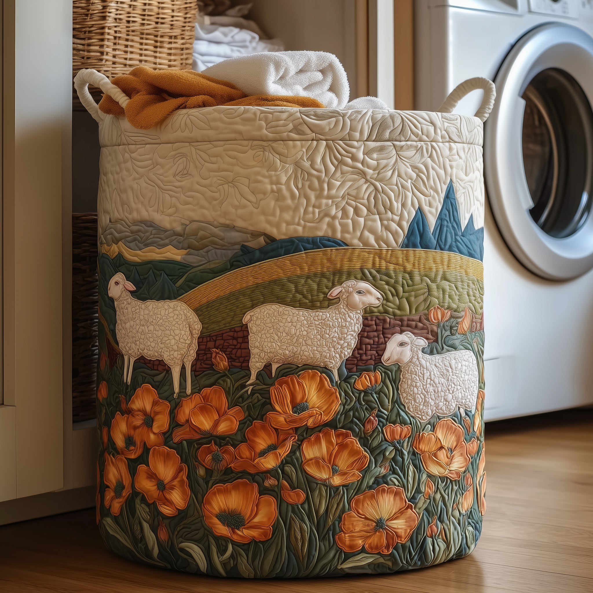 Whimsy Lambs Quilted Laundry Basket Cute Gifts For Sheep Enthusiasts