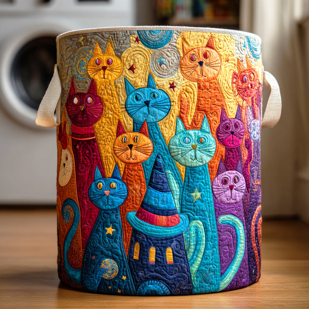 Whisker Wonderland Quilted Laundry Basket Perfect Quilted Laundry Organizer Gift for the Holidays