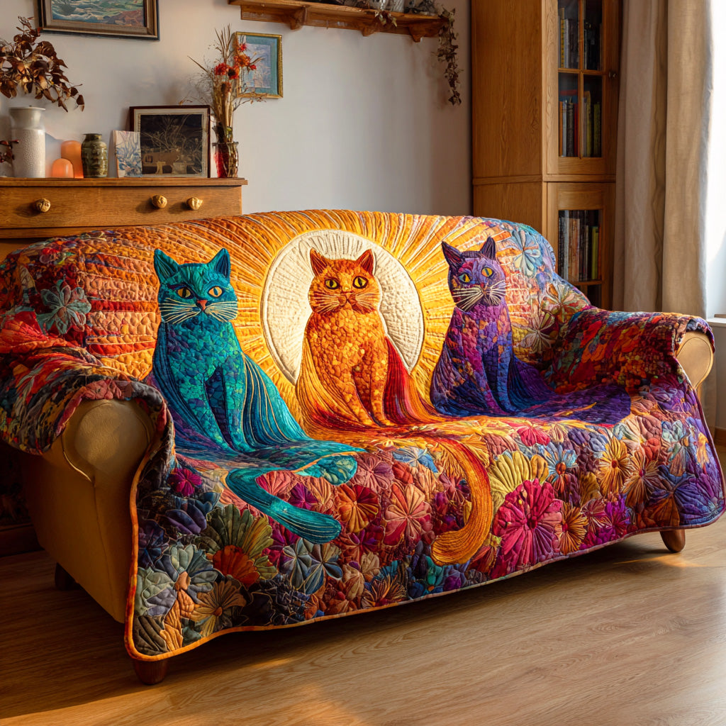 Whisker Wonderland Quilted Sofa Cover Home Decor Best Presents For Cat Lovers
