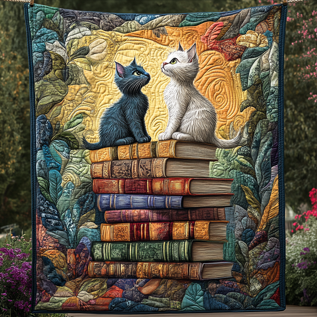 Whiskers and Wisdom Quilted Blanket Comforter And Sheet Sets Good Gifts For Cat Lovers