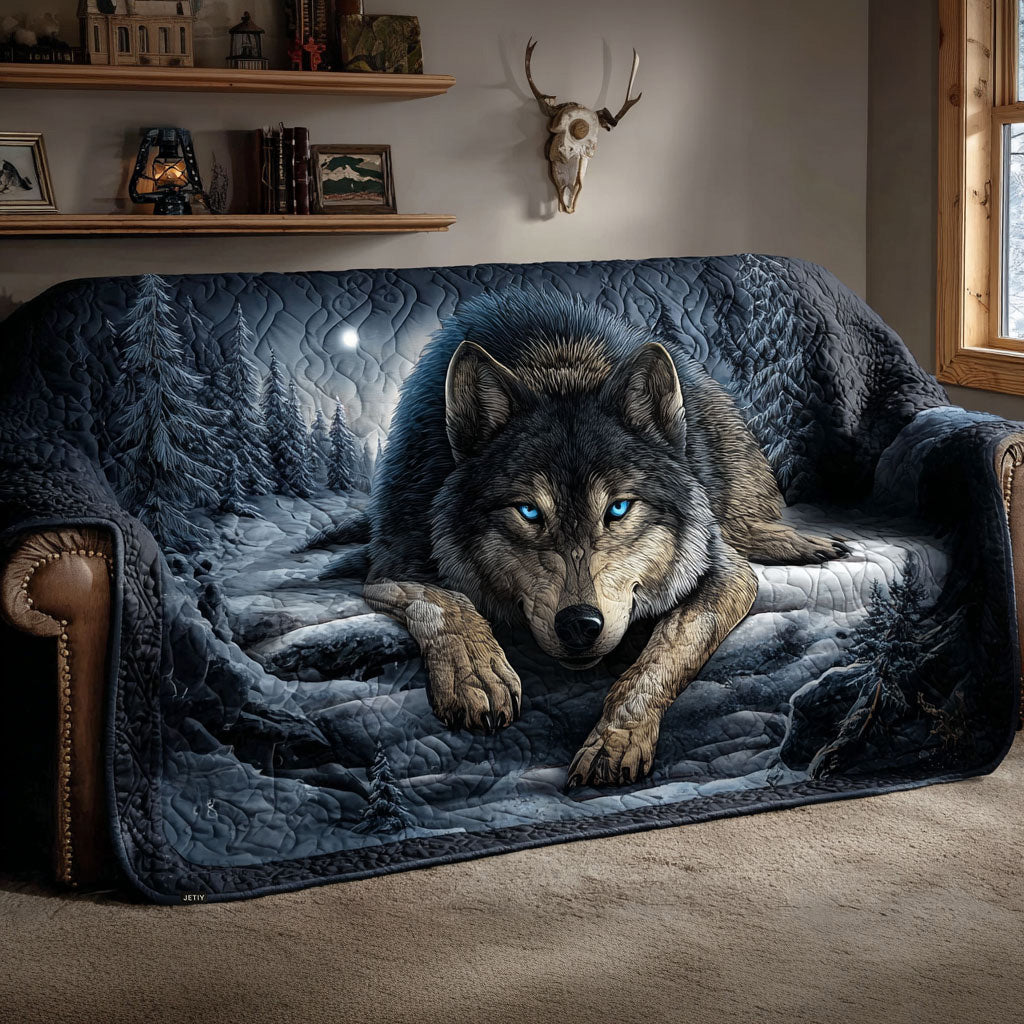 Whispering Wolf Trail Quilted Sofa Cover Sofa Seat Covers Unique Gifts For Wolf Lovers