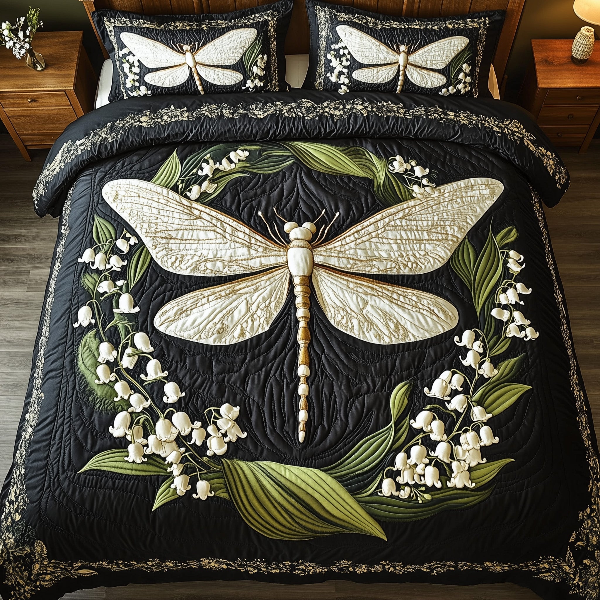 Whispers Of The Valley Quilted Bedding Set Nature Floral Bedroom Decor Gift For Nature Lovers
