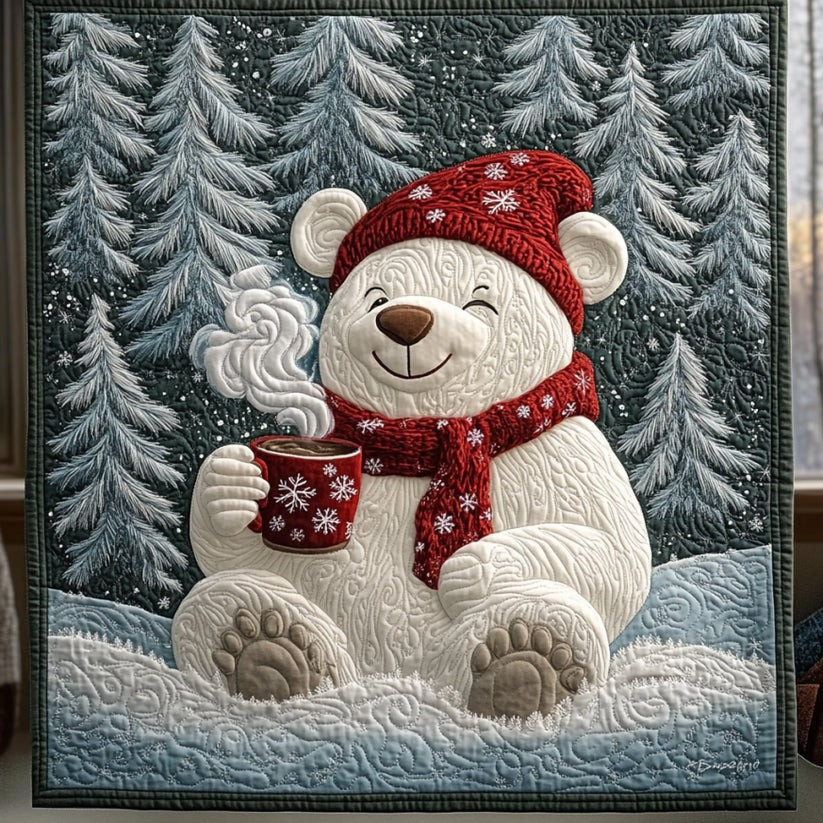 White Bear Christmas Quilt Blanket Cute Animal Blanket Presents For Bear Lovers