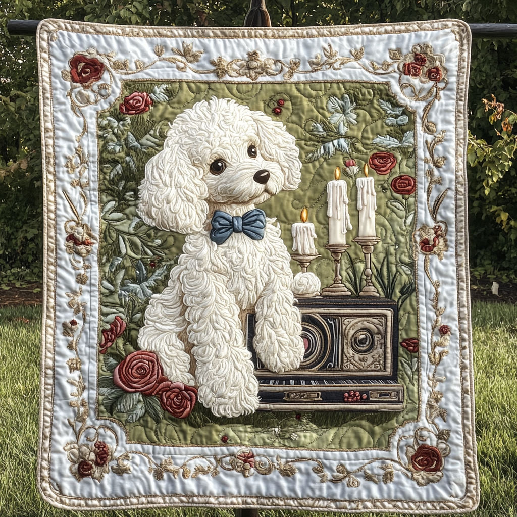 White Poodle Magic Quilted Blanket Best Bedding Comforter Sets Christmas Presents For Dog Owners