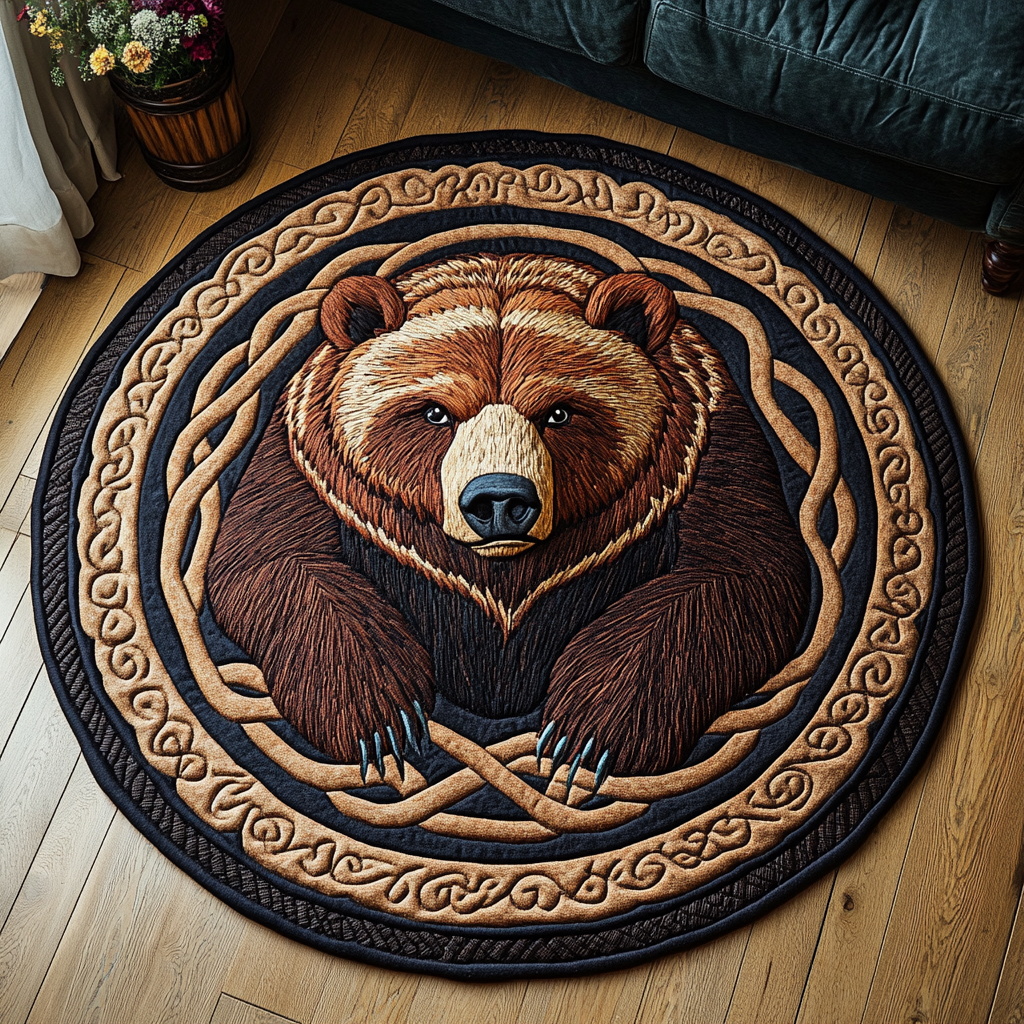 Wild Paws Quilted Round Mat Front Door Idea Unique Bear Gifts