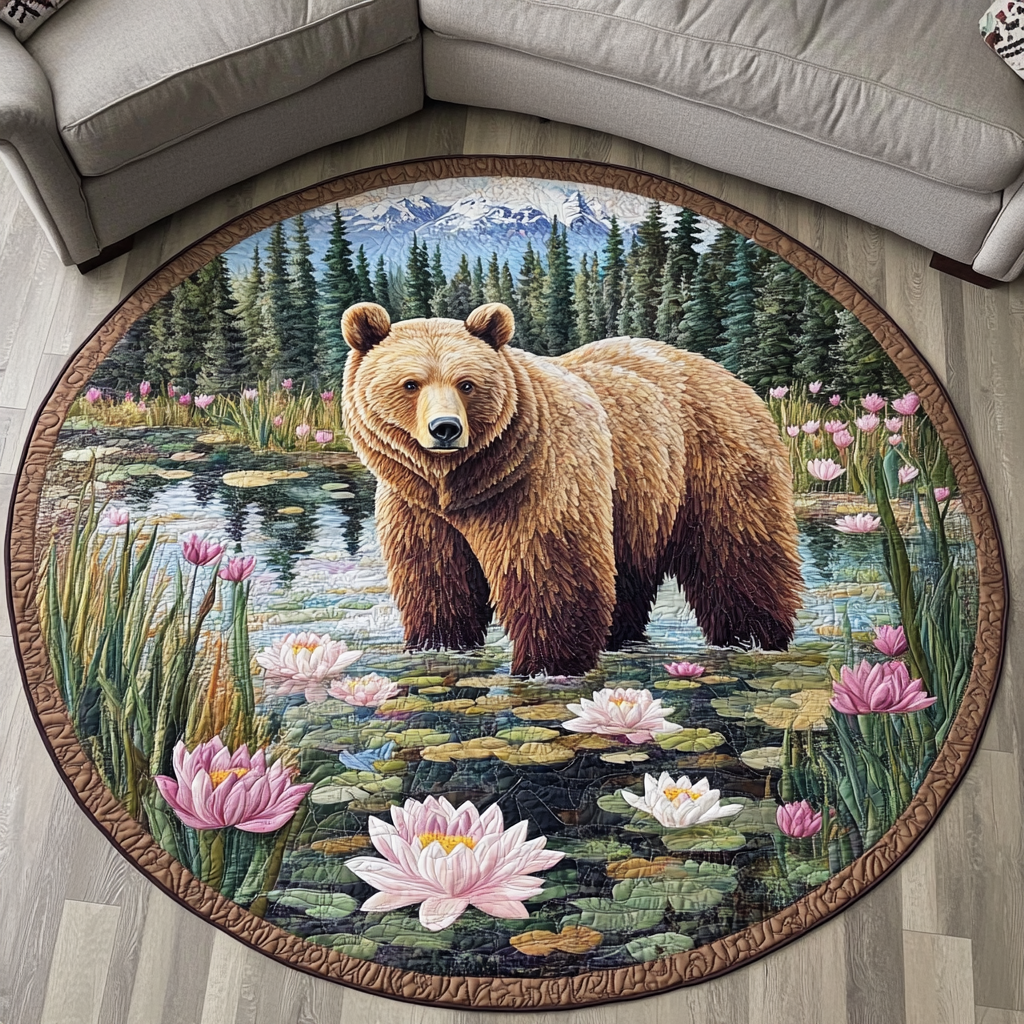 Wild Tracks Quilted Round Mat Christmas Entry Way Decor Bear Lovers Gifts For Him