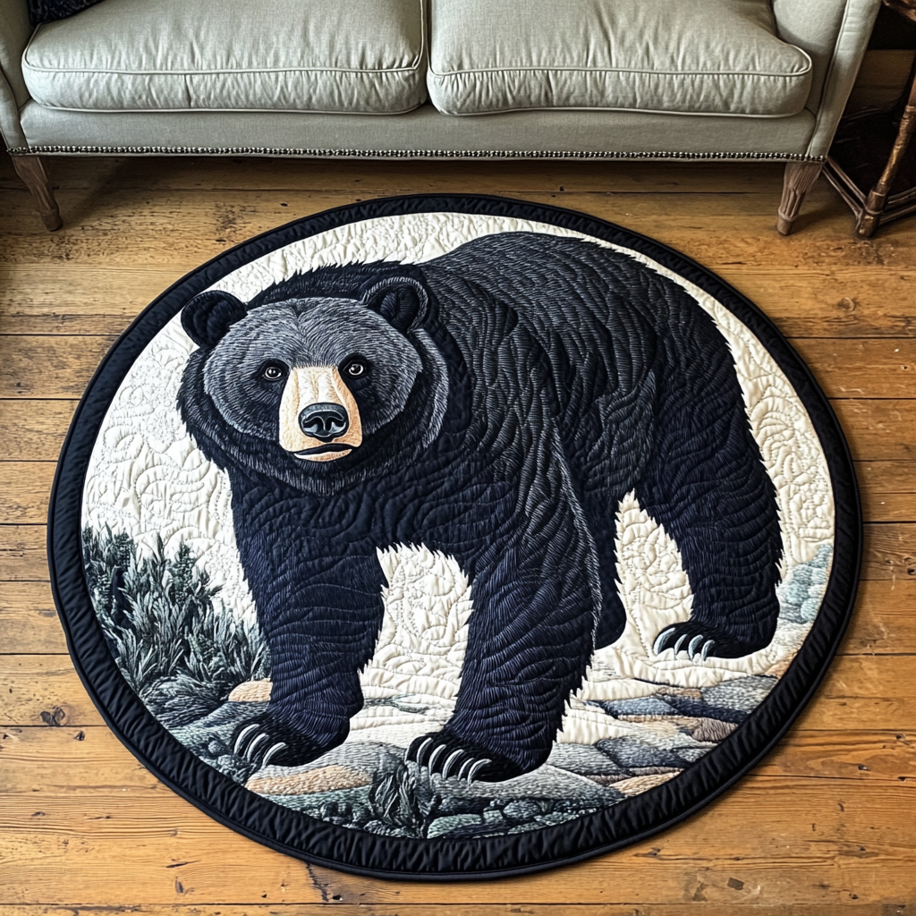 Wild Tracks Quilted Round Mat Home Front Door Design Bear Gifts For Him Her