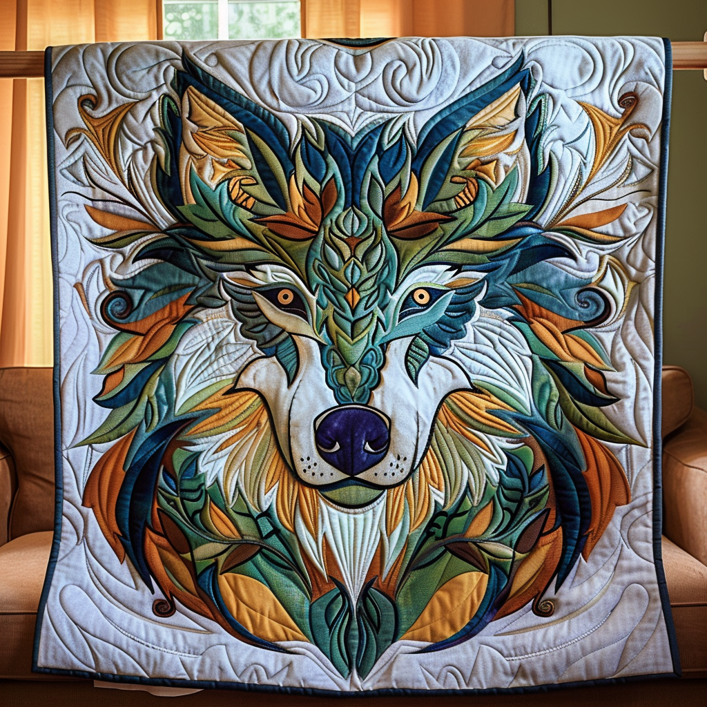 Wilderness Echoes Quilted Blanket Unique Bed Sheet Set Best Gifts For Wolf Lovers