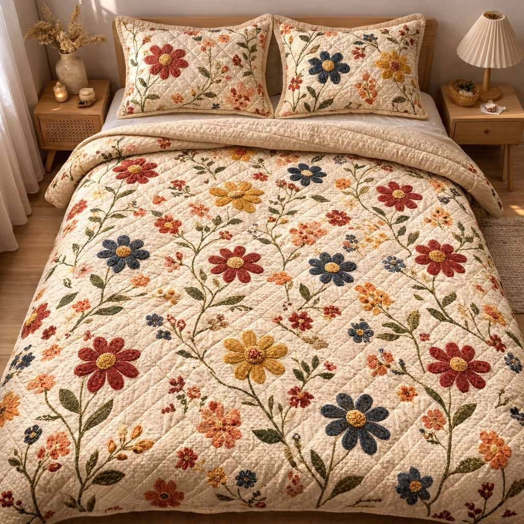 Wildflower Nest Quilted Bedding Set Cute Floral Sheets Best Mother's Day From For Daughter
