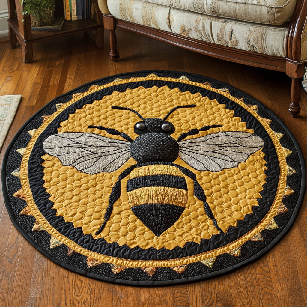 Wings of Nectar Quilted Round Mat Outdoor Decor Farmer Fathers Day