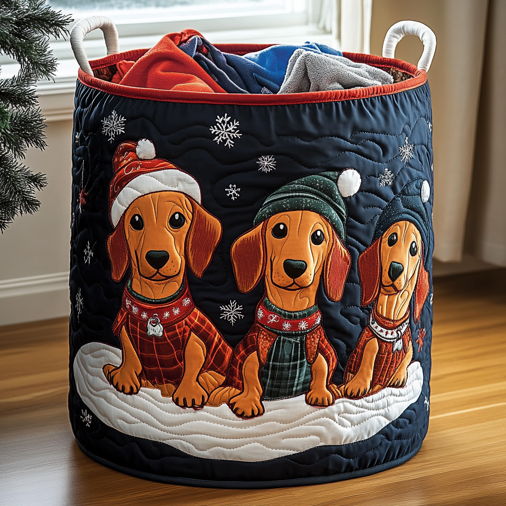 Winter Companions Quilted Laundry Basket Elegant Quilted Laundry Tote Gift for Daily Organization
