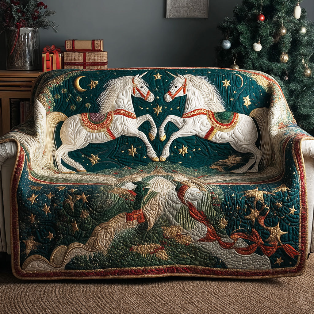 Winter Hoofprints Quilted Sofa Cover Christmas Living Room Decor Ideas Equestrian Gifts For Christmas